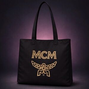 MCM Black Tote with Gold Logo